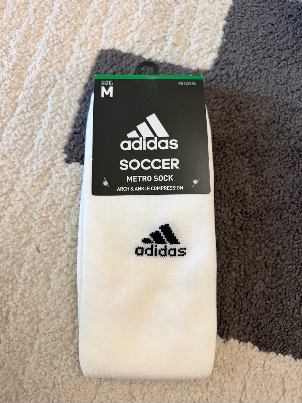 adidas White Athletic Soccer Metro Socks with Black Logo